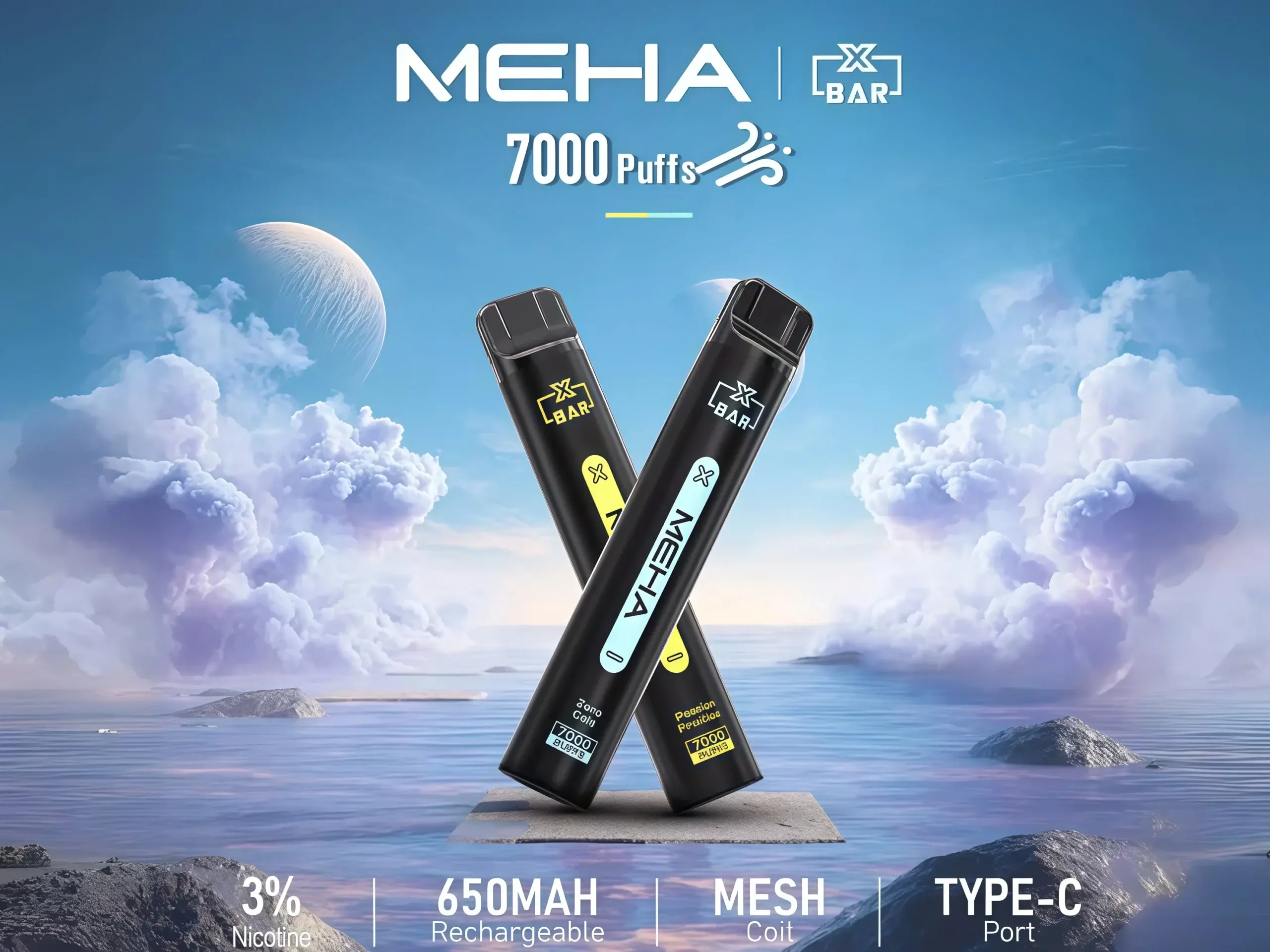 MEHA-XBAR小黑條7000口拋棄式電子煙16種口味魅嗨一次性電子菸650mAh可充電-MESH霧化芯-台灣現貨_副本-scaled - BA Vape 台灣電子菸專賣|主機、煙彈、一次性電子煙